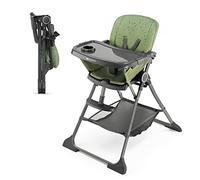 Kinderkraft FOLDEE Trona Bebé, ergonómica, cómoda, reclinable, plegable, reposapiés ajustable, bandeja doble desmontable, para niños pequeños, de 6 meses a 3 años, Verde