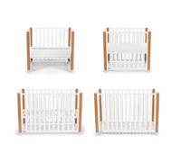 Kinderkraft KOYA Lettino Versatile in Legno 4 in 1, Letto Laterale, Lettino per Bambini piccoli 120 x 60 cm, Box, Gambe con 4 ruote Solide, Materasso Incluso, Bianco