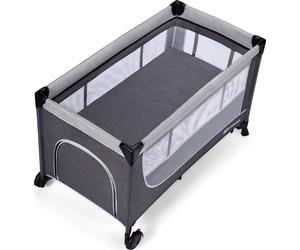 Kinderkraft LEODY - Cuna de viaje - 2 niveles de altura - Plegable - Entrada lateral con cremallera - Estructura robusta - Compacta - Incluye bolsa de transporte - Gris