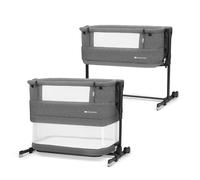 Kinderkraft NESTEE GROW 2 cuna colecho 3 en 1, cuna de bebé y cama infantil, 5 niveles de altura, colchón incluido, patas telescópicas, ruedas con freno, plegable, con bolsa de transporte, Gris oscuro