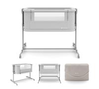 Kinderkraft NESTEE Grow 2 Cuna colecho 3 en 1, Cuna de bebé y Cama Infantil, 5 Niveles de Altura, colchón Incluido, Patas telescópicas, Ruedas con Freno, Plegable, con Bolsa de Transporte, Gris Claro