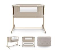 Kinderkraft NESTEE Grow 2 Cuna colecho 3 en 1, Cuna de bebé y Cama Infantil, 5 Niveles de Altura, colchón Incluido, Patas telescópicas, Ruedas con Freno, Plegable, con Bolsa de Transporte, Beige
