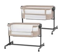 Kinderkraft Nestee UP 2 Cuna Colecho para Bebé con Colchón, Cuna de Cabecera, Fácil Ajuste de Cama de Padres, Ajuste de Altura, Buena Circulación de Aire, Ruedas transportarás, Beige