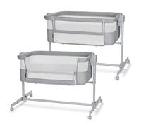 Kinderkraft Nestee UP 2 Cuna Colecho para Bebé con Colchón, Cuna de Cabecera, Fácil Ajuste de Cama de Padres, Ajuste de Altura, Buena Circulación de Aire, Ruedas transportarás, Gris