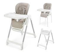 Kinderkraft TULO - Trona 3 en 1, silla infantil, asiento elevador, hasta 25 kg, 5 posiciones de altura, 3 posiciones de respaldo, 3 posiciones de reposapiés, 4 ruedas giratorias con cerraduras, Beige