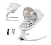 Kinderkraft TULSY Balancín eléctrico para bebé, 5 niveles de intensidad, silla saltante para bebés, 12 melodías preestablecidas, juguetes desmontables, ajustable, ligero, Bluetooth y USB, arnés de 5
