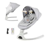Kinderkraft TULSY Balancín eléctrico para bebé, 5 niveles de intensidad, silla saltante para bebés, 12 melodías preestablecidas, juguetes desmontables, ajustable, ligero, Bluetooth y USB, arnés de 5