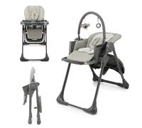 Kinderkraft TUMMIE Trona Bebé, 2 en 1, trona para niños, trona combinada, Asiento desde los primeros meses de vida, reposapiés, Posición tumbada, con juguetes, ajustable, Gris