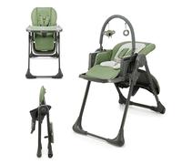 Kinderkraft TUMMIE Trona Bebé, 2 en 1, trona para niños, trona combinada, Asiento desde los primeros meses de vida, reposapiés, Posición tumbada, con juguetes, ajustable, Verde