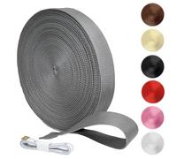 KINETOX Cinta de Mochila 20 m Cinta Polipropileno 25 mm Gris Claro | Cinta Mochila con Cinta Métrica de 1,5 m para Bolsos Reparación de Mochilas Collares de Perro Camping y Costura DIY