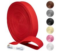 KINETOX Cinta de Mochila 20 m Cinta Polipropileno 25 mm Roja | Cinta Mochila con Cinta Métrica de 1,5 m para Bolsos Reparación de Mochilas Collares de Perro Camping y Costura DIY