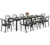 King Double/Vague antracita conjunto de muebles de jardín para 10 personas Bica