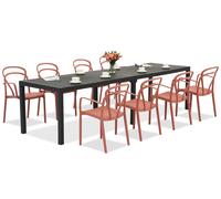 King Double/Vague antracita rojo conjunto de muebles de jardín para 8 personas Bica
