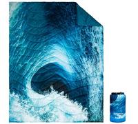 KingCamp Manta de Camping, Cálida Ultraligera Compacta, Ola de Mar | Portátil, Repelente al Agua con Botones y Multifuncional, para Camping, Viajes, Senderismo, Picnic, Avión, Outdoor, 200×145cm