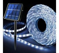KINGCOO Tira solar para exteriores, resistente al agua, 3 m, 90 ledes, luces solares, autoadhesivas, cortables, para jardín, patio trasero, porche, boda, fiesta, decoración de Navidad (blanco)