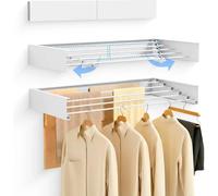 KingnetStore - Tendedero de pared plegable de aluminio｜Ahorro de espacio y alta resistencia｜Blanco/Negro｜80 CM/100 CM