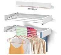 KingnetStore - Tendedero de Pared Tendedero Extensible de Diseño Compacto Tendedero de Ropa Plegable ideal para Baño o Balcón. Tendedero Plegable de Pared, Retráctil con 30 kg de Capacidad Aluminio