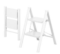 KINGRACK Escalera Plegable 2 peldaños sin barandilla, 150KG Blanco