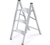KINGRACK Escalera Plegable, Escalera de casa, Escalera de Aluminio, Escala de 3 escalones, Capacidad de Carga hasta 200 Libras, Aluminio
