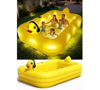 KingSom Piscina Hinchable con Luces, Anatra Piscina Inflable Solare, Piscina Hinchable Rectangular Grande para Niños y Adultos, 254 x 160 x 56 cm Piscinas Hinchables Familiar para Jardin, Exterior