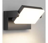 Kingwen Aplique Pared Exterior LED,40W 3000lm,3000K,360°,IP65,Negro | Lámpara exterior de pared en aluminio negro IP65,3000K cálido y panel 360° orientable para fachada,terraza y entrada