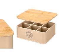 Kinvara Caja 6 Huecos con Tapa de Bambú Tea Beige