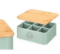 Kinvara Caja de 6 huecos con tapa de bambú Verde Menta