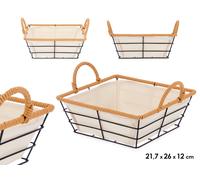 Kinvara Cesta con Asas Metal Cuadrada Natural