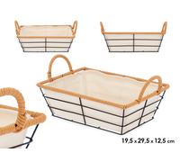 KINVARA Cesta con asas metal rectangular natural