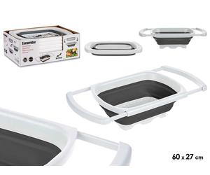 Kinvara Colador Rectangular Ajustable y Plegable Blanco-Gris Pack de 12