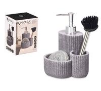 Kinvara Dosificador de cocina estropajo cepillo gris