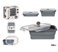 KINVARA Fiambrera de Silicona Rectangular 800ml Antracita