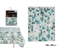 Kinvara Mantel de Loneta Antimanchas Cuadros Azul Turquesa 140x180cm