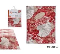 Kinvara Mantel de Loneta Antimanchas Hojas Granate y Beige 140x180cm