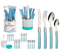 Kinvara Set de 16 cubiertos de acero inoxidable con mango azul