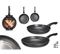 KINVARA Set de 2 Sartenes de Aluminio Negro