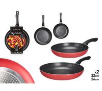 Kinvara Set de 2 Sartenes de Aluminio Rojo y Negro