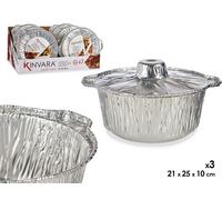 Kinvara Set de 3 Ollas de Aluminio con Tapa Pequeña, Plata