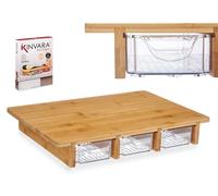 Kinvara Tabla de Bambú con 3 Compartimentos 40x28x6cm, Pack de 6 unidades