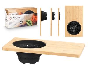 KINVARA Tabla de corte con escurridor Bambú + Silicona (Pack de 6)