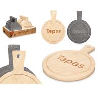 KINVARA Tabla Redonda de Bambú y Pizarra para Tapas