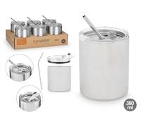 KINVARA Vaso con pajita y tapa de acero inoxidable 380ml