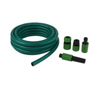 Kinzo Juego de manguera de jardín de 30 metros - Manguera de agua de 14 mm (1/2") máx. 6 bar - con 3 acoplamientos y 1 pulverizador - Adecuado para aspersores de jardín - Verde