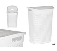 KIPIT Cesto de ropa con tapa 60L Blanco