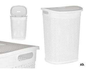 KIPIT Cesto de ropa con tapa 60L Blanco