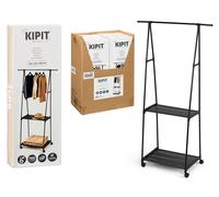 Kipit Perchero Doble Estante con Ruedas Negro