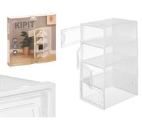 KIPIT Set 4 Organizador Apilable Zapatero Blanco-transparente