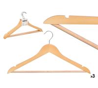 KIPIT Set de 24 Perchas de Madera Natural Marrón
