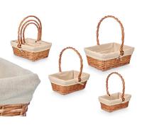 KIPIT Set de 3 cestas rectangulares de mimbre Natural