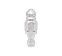 KiraKira Boquilla de chorro de agua de acero inoxidable para limpieza de drenaje, 1/4 rápida para conectar, multidireccional, 1 frontal, 6 chorros traseros para desatascar tuberías, color plateado